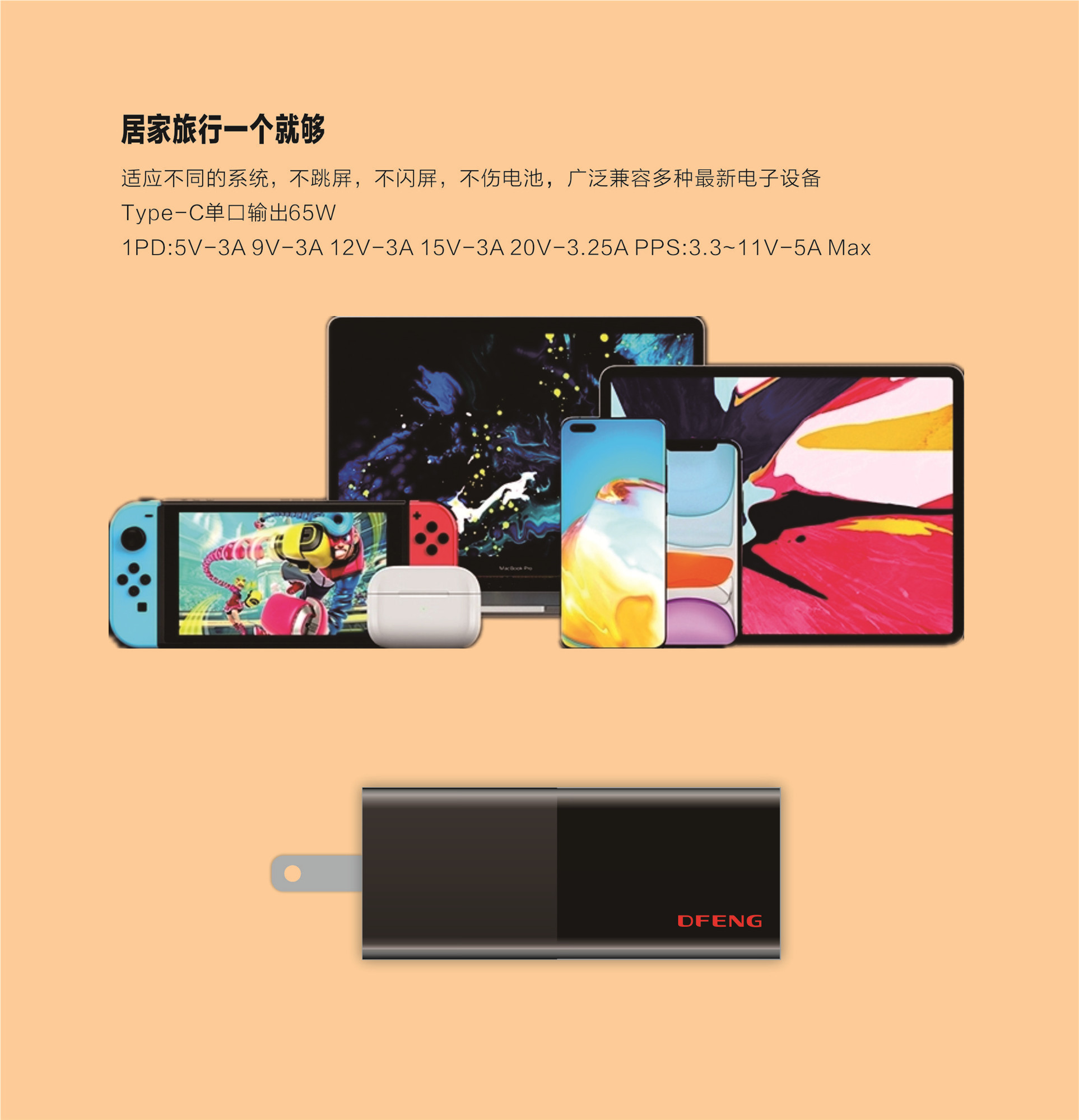 65W氮化镓电源PD快充