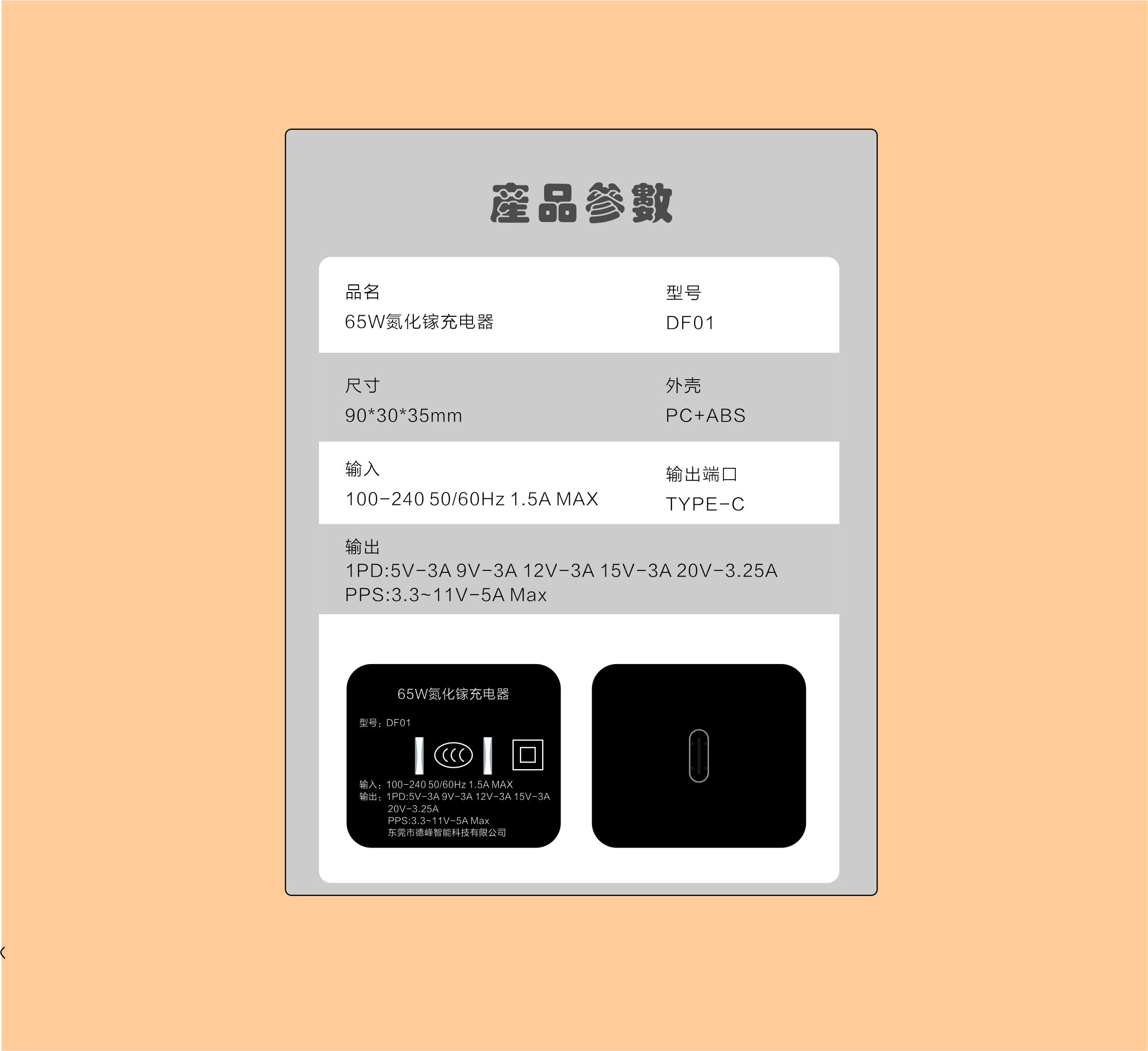 65W氮化镓电源PD快充